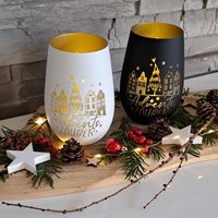 Windlicht Mit Gravur Advents Zauber, Häuser, Tannenbaum, Kristallglas, Kerzenständer Eingravierten Spruch, Geschenk, Weihnachten, Advent von Dorasplotterwelt
