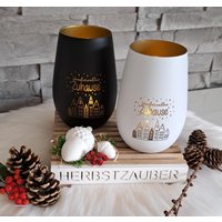 Windlicht Mit Gravur Wundervolles Zuhause, Kristallglas, Kerzenständer Eingravierten Spruch, Geschenk, Mitbringsel, Deko Glas von Dorasplotterwelt