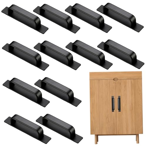 12 Stück selbstklebende Schrankgriffe aus Aluminiumlegierung, schwarze Türgriffe, robuste Schubladengriffe für Küchenschränke, Schubladen, Fenster, Schiebeschränke, zum Aufkleben, Schrankgriffe 12 Stück selbstklebende Schrankgriffe aus Aluminiumlegierung, schwarze Türgriffe, robuste Schubladengriffe für Küchenschränke, Schubladen, Fenster, Schiebeschränke, zum Aufkleben, Schrankgriffe von Dorccsi