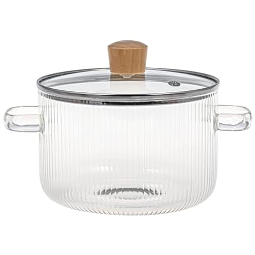 Dorccsi Glas-kochtopf Mit Deckel 1,6 L Hitzebeständiger Gerippter Borosilikatglas-Topf Mit Griffen Kochgeschirr Aus Klarem Glas Sicherer Glas-kochtopf Glas-kochtopf Für Suppe Milch Babynahrung von Dorccsi