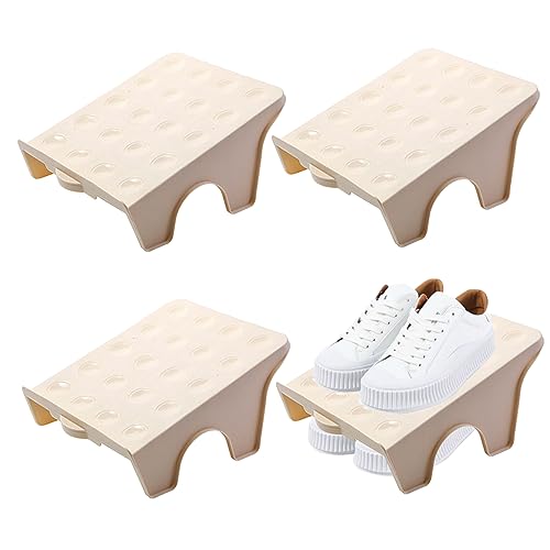 Schuhfächer-Organizer, 4-teilig, rutschfest, doppellagig, Schuhstapler, platzsparender Schuhständer aus Kunststoff, für insgesamt 8 Paar Sandalen, Absätze, Ballerinas, Turnschuhe für den Schrank Schuhfächer-Organizer, 4-teilig, rutschfest, doppellagig, Schuhstapler, platzsparender Schuhständer aus Kunststoff, für insgesamt 8 Paar Sandalen, Absätze, Ballerinas, Turnschuhe für den Schrank von Dorccsi