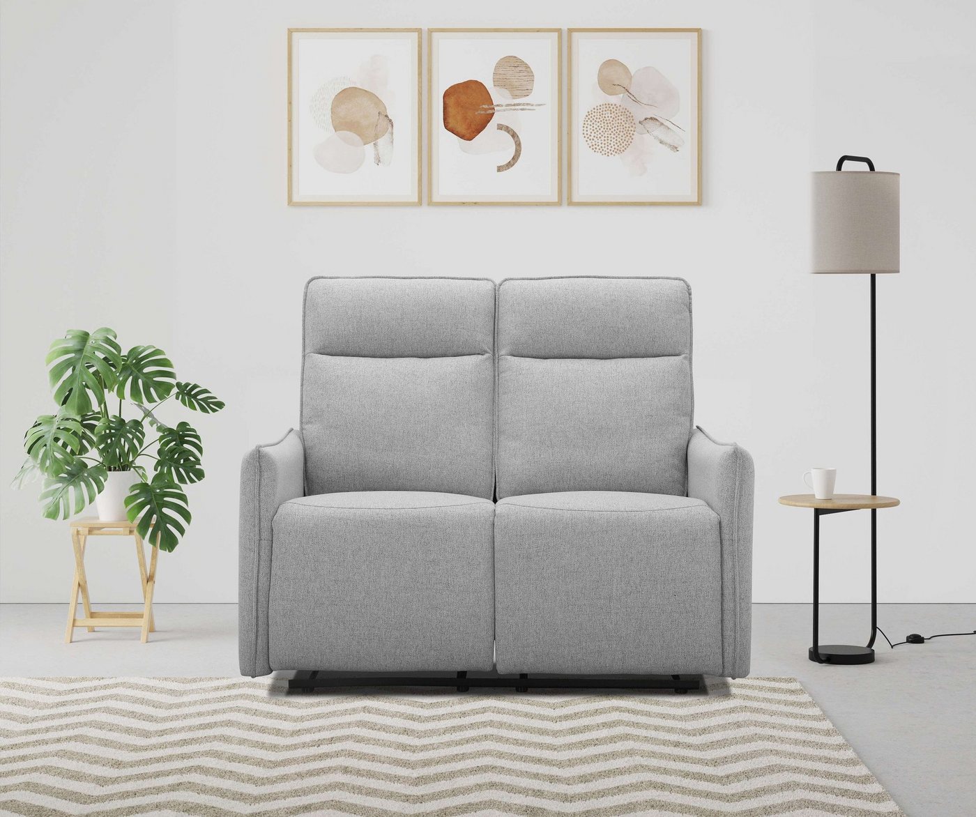 Dorel Home 2-Sitzer Lugo, Kinosofa mit Reclinerfunktion in Kunstleder und Webstoff, mit manueller Relaxfunktion in beiden Sitzen von Dorel Home