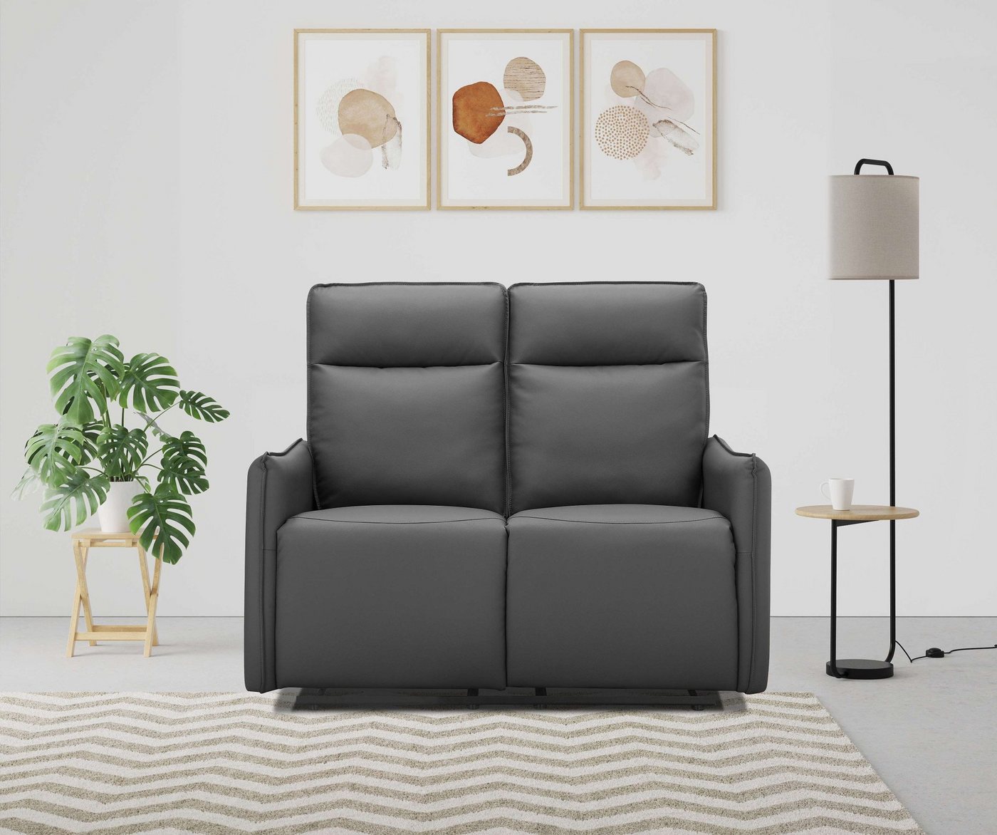 Dorel Home 2-Sitzer Lugo, Kinosofa mit Reclinerfunktion in Kunstleder und Webstoff, mit manueller Relaxfunktion in beiden Sitzen von Dorel Home