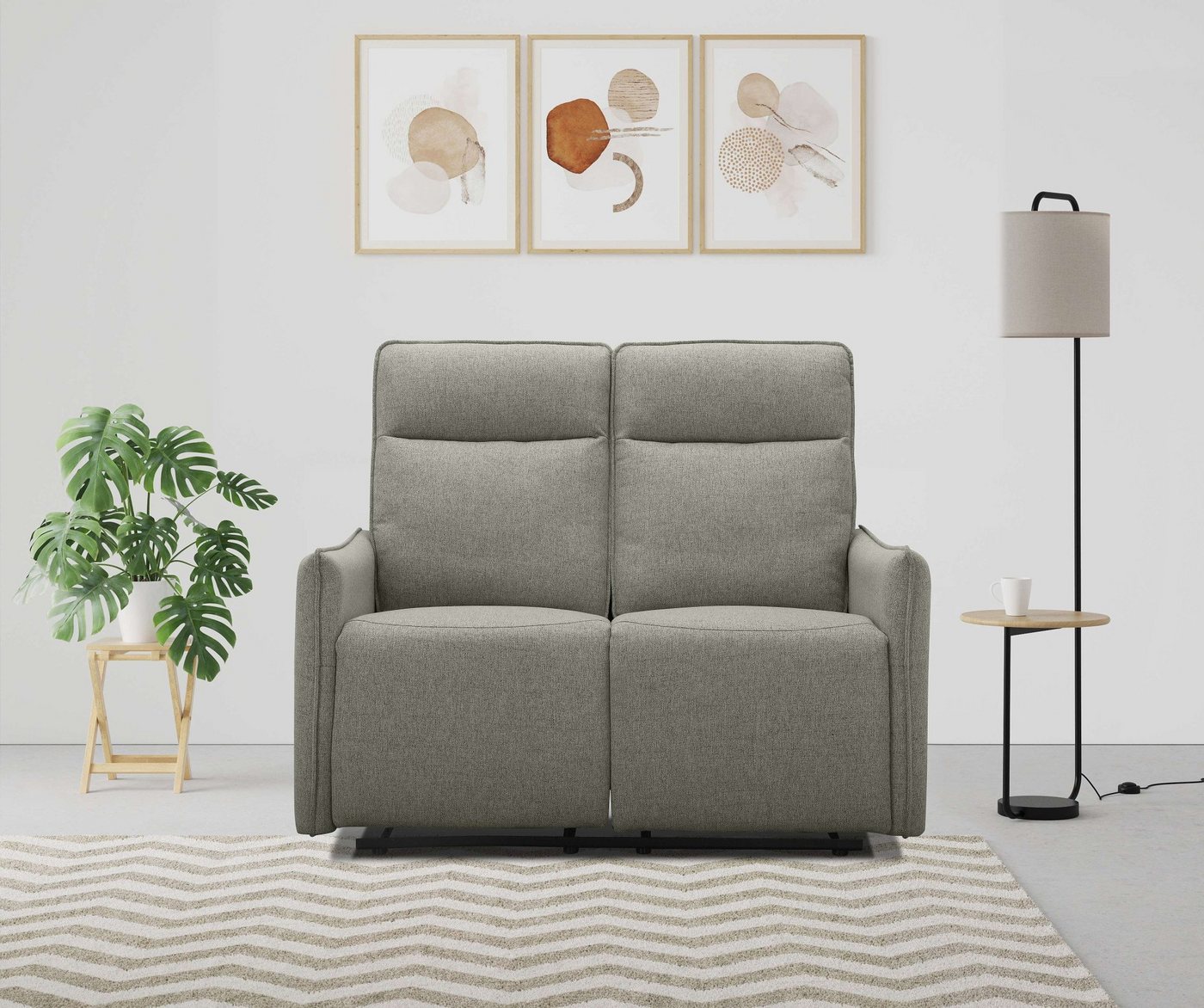 Dorel Home 2-Sitzer Lugo, Kinosofa mit Reclinerfunktion in Kunstleder und Webstoff, mit manueller Relaxfunktion in beiden Sitzen von Dorel Home