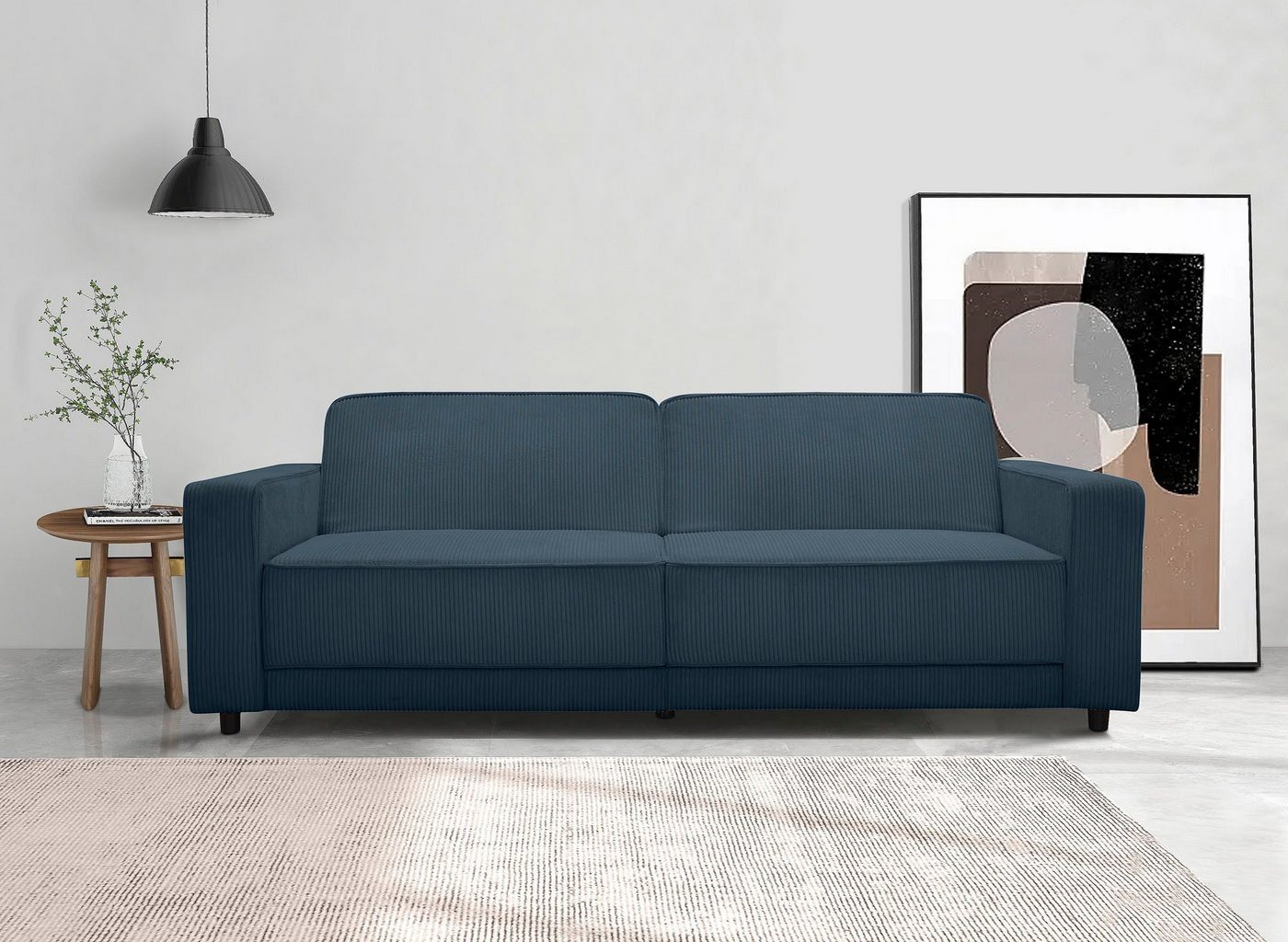 Dorel Home 3-Sitzer Allie Schlafsofa 225 cm, Bett-Funktion (108/190cm), trendiger Cord o. pflegeleichter Velours von Dorel Home