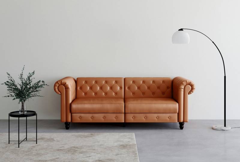 Dorel Home 3-Sitzer Felix, Schlafsofa 236 cm, (Liegefläche 108x190cm), Rückenlehne, 3-fach verstellbar, Velours, Kunstleder, Luxus-Microfaser Vintage von Dorel Home