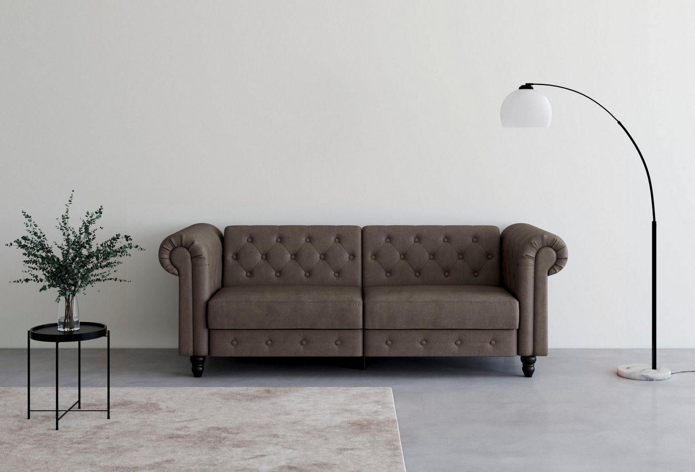 Dorel Home 3-Sitzer Felix, Schlafsofa 236 cm, (Liegefläche 108x190cm), Rückenlehne, 3-fach verstellbar, Velours, Kunstleder, Luxus-Microfaser Vintage von Dorel Home