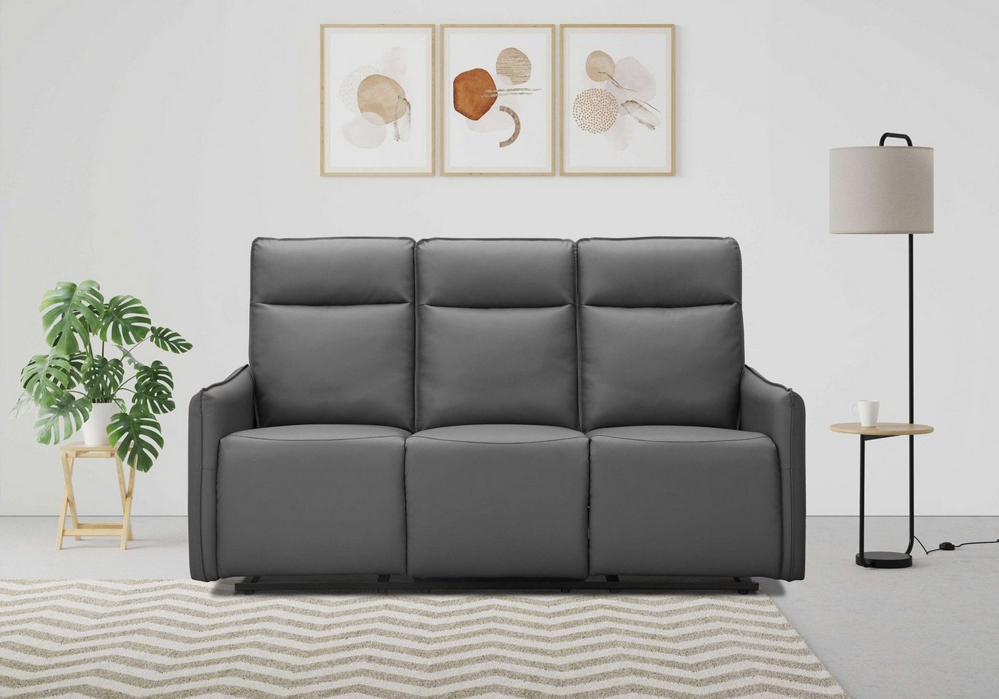 Dorel Home 3-Sitzer Lugo, Kinosofa mit Reclinerfunktion in Kunstleder und Webstoff, mit manueller Relaxfunktion in 2 Sitzen von Dorel Home