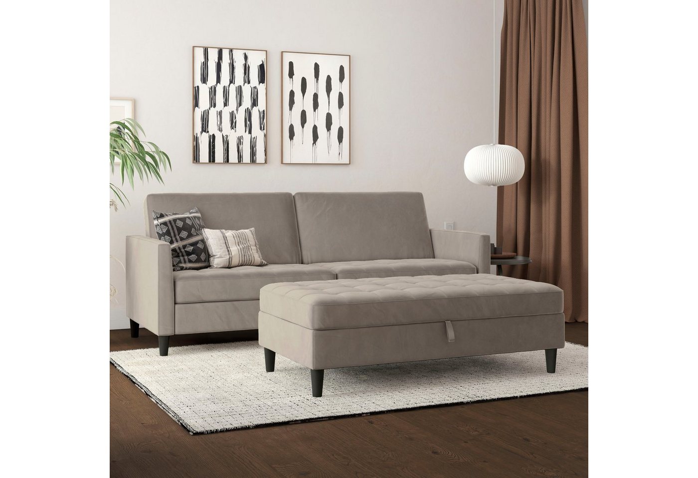 Dorel Home 3-Sitzer Presley, Sofa mit Bett-Funktion und verstellbarer Rückenlehne von Dorel Home