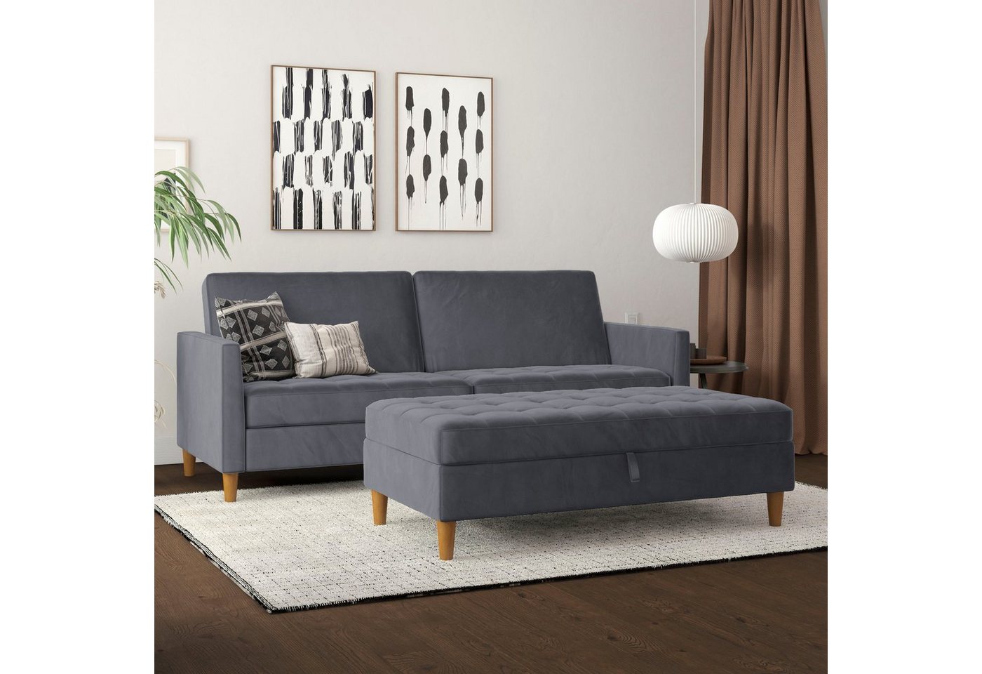 Dorel Home 3-Sitzer Presley, Sofa mit Bett-Funktion und verstellbarer Rückenlehne von Dorel Home