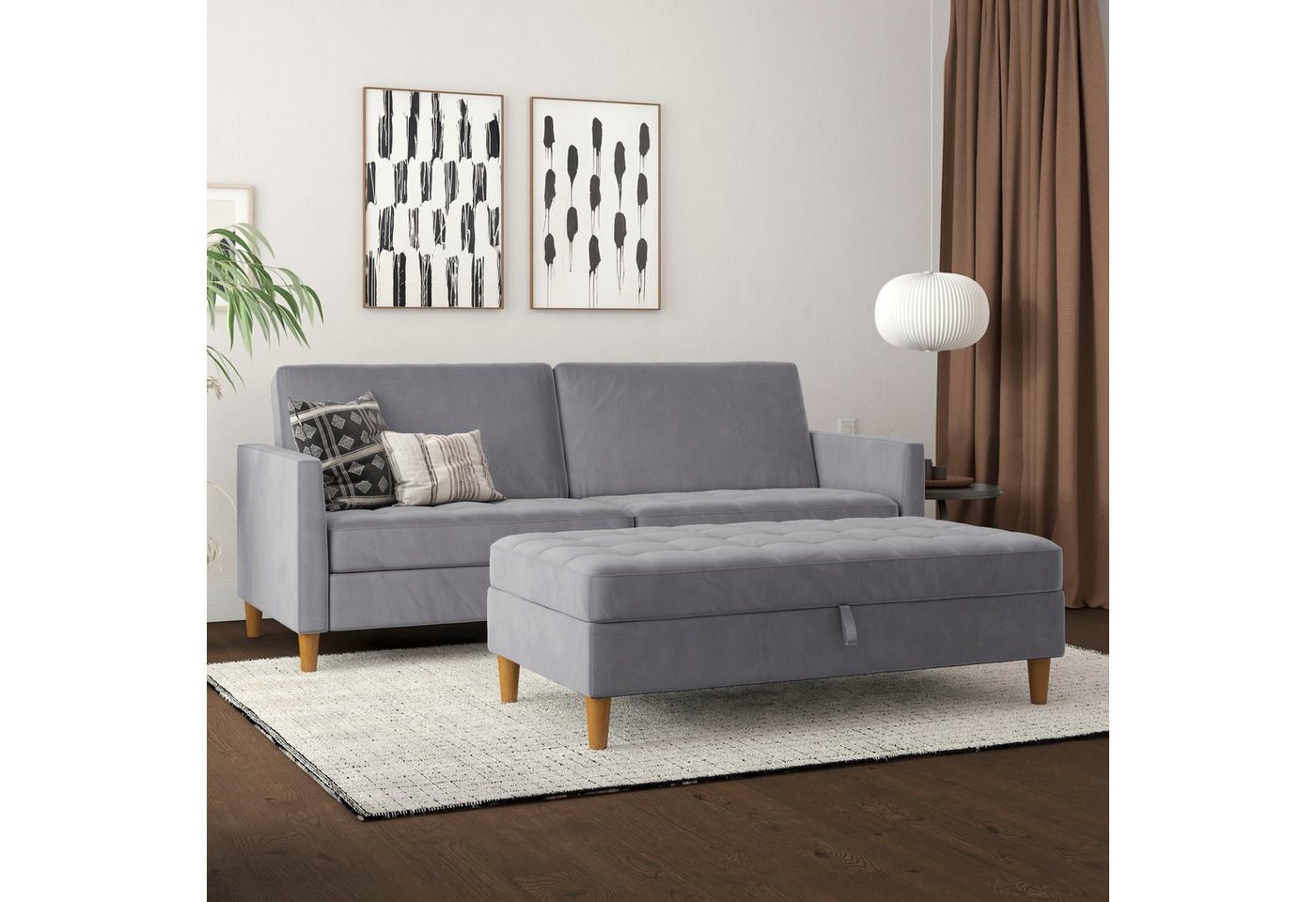 Dorel Home 3-Sitzer Presley, Sofa mit Bett-Funktion und verstellbarer Rückenlehne von Dorel Home