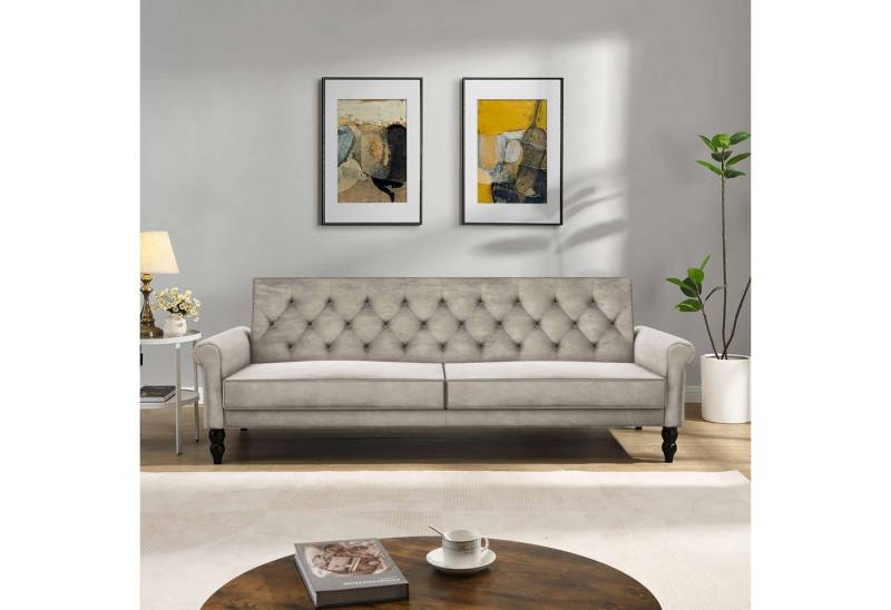 Dorel Home 3-Sitzer Tyne, Schlafsofa 222 cm, Bettfunktion (110/190cm), pflegeleichter Velours von Dorel Home