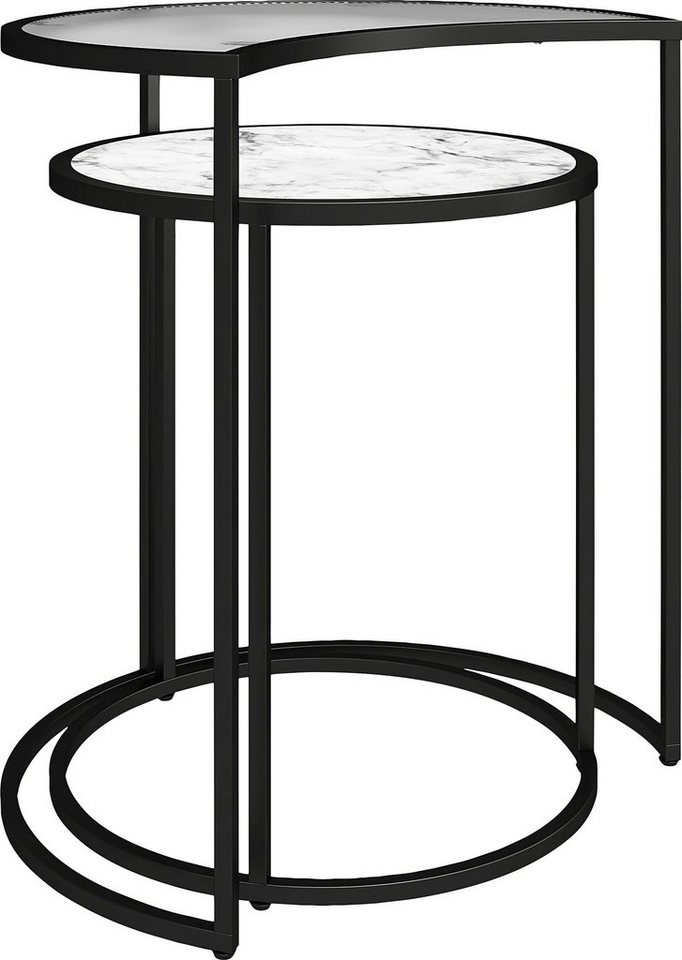 Dorel Home Beistelltisch Moon (2-St), Tischplatte aus Glas, pflegeleichte Oberfläche, Höhe 55,5 cm von Dorel Home