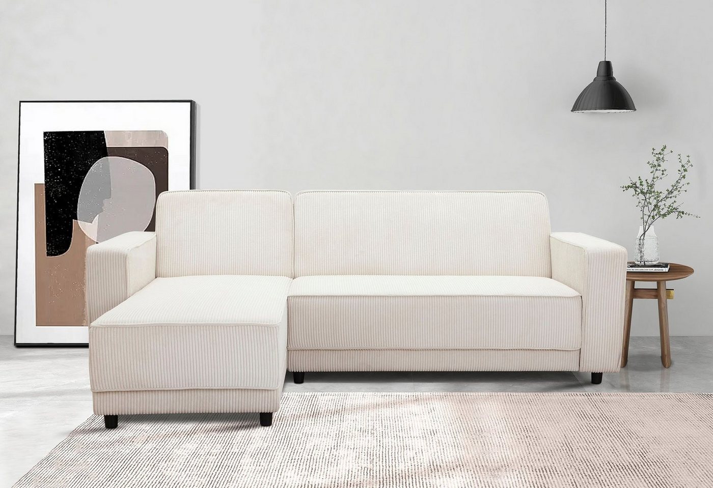 Dorel Home Ecksofa Allie Schlafsofa 230 cm mit Relaxfunktion in der Rückenlehne, Schlaffunktion (108/194,5cm), trendiger Cord o. pflegeleichter Velours von Dorel Home