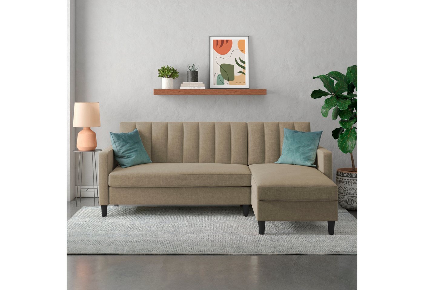 Dorel Home Ecksofa Celine, mit Bett-Funktion und Stauraum. Recamiere beidseitig montierbar von Dorel Home