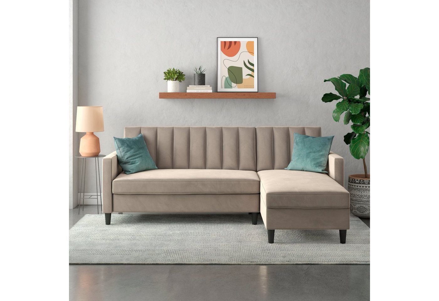 Dorel Home Ecksofa Celine, mit Bett-Funktion und Stauraum. Recamiere beidseitig montierbar von Dorel Home