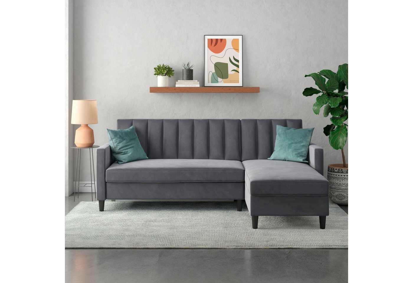 Dorel Home Ecksofa Celine, mit Bett-Funktion und Stauraum. Recamiere beidseitig montierbar von Dorel Home