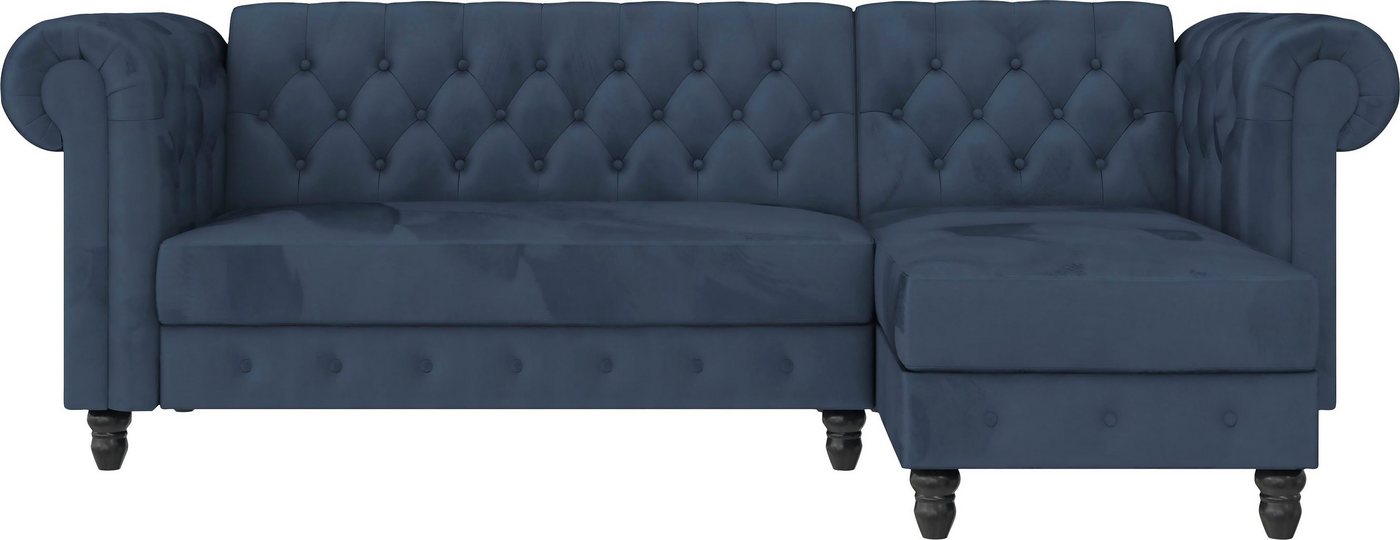 Dorel Home Ecksofa Felix Schlafsofa 241 cm (Liegefl. 108x195 cm), Recamiere tauschbar, verstellb. Rückenlehne, Sitzhöhe 46cm, Velours, Kunstleder, Vintage von Dorel Home