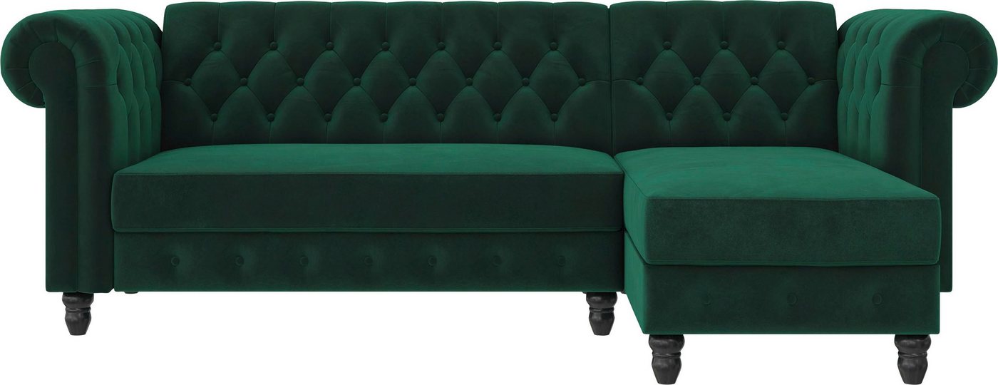 Dorel Home Ecksofa Felix Schlafsofa 241 cm (Liegefl. 108x195 cm), Recamiere tauschbar, verstellb. Rückenlehne, Sitzhöhe 46cm, Velours, Kunstleder, Vintage von Dorel Home