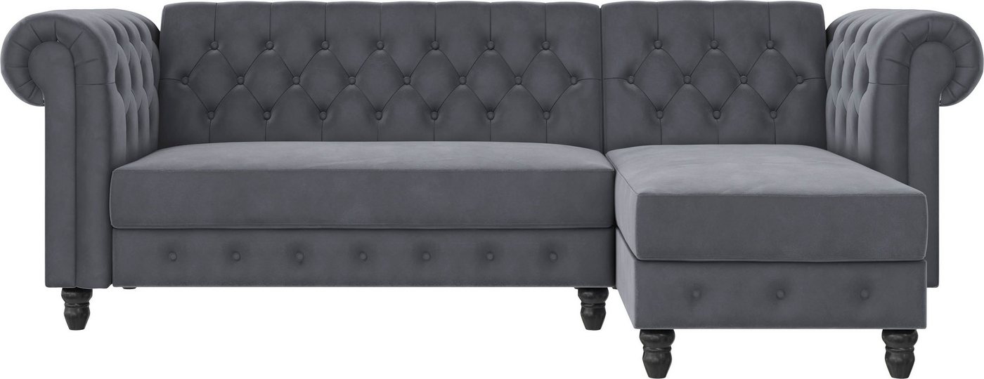 Dorel Home Ecksofa Felix, L-Form, 241 cm (Liegefl.108x195 cm), Recamiere tauschbar, verstellb. Rückenlehne, Bett-Funktion, Velours, Kunstleder, Vintage von Dorel Home