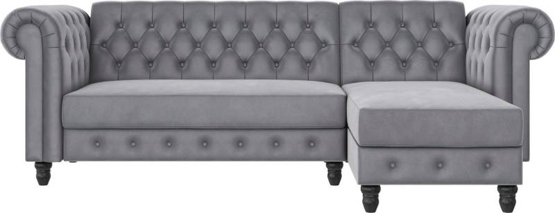 Dorel Home Ecksofa Felix, L-Form, 241 cm (Liegefl.108x195 cm), Recamiere tauschbar, verstellb. Rückenlehne, Bett-Funktion, Velours, Kunstleder, Vintage von Dorel Home