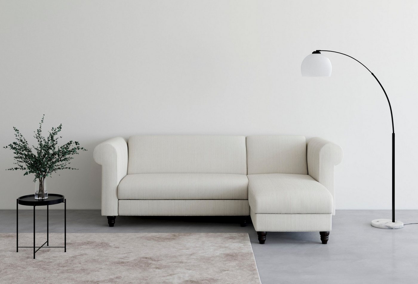 Dorel Home Ecksofa Felix II, L-Form, Schlafsofa 241cm (Liegefl. 108/195 cm), verstellb. Rückenlehne, Recamiere wechselbar, Cord von Dorel Home