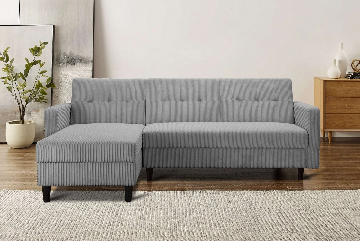 Dorel Home Ecksofa Hartford, L-Form, mit Bettfunktion und Stauraum, Recamiere beidseitig montierbar von Dorel Home