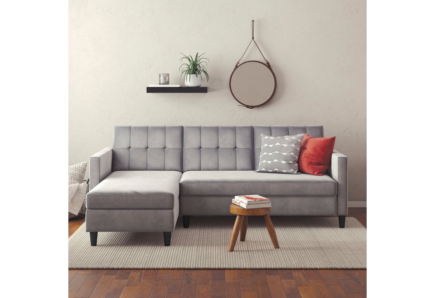 Dorel Home Ecksofa Hartford, mit Bettfunktion und Stauraum, Recamiere beidseitig montierbar von Dorel Home