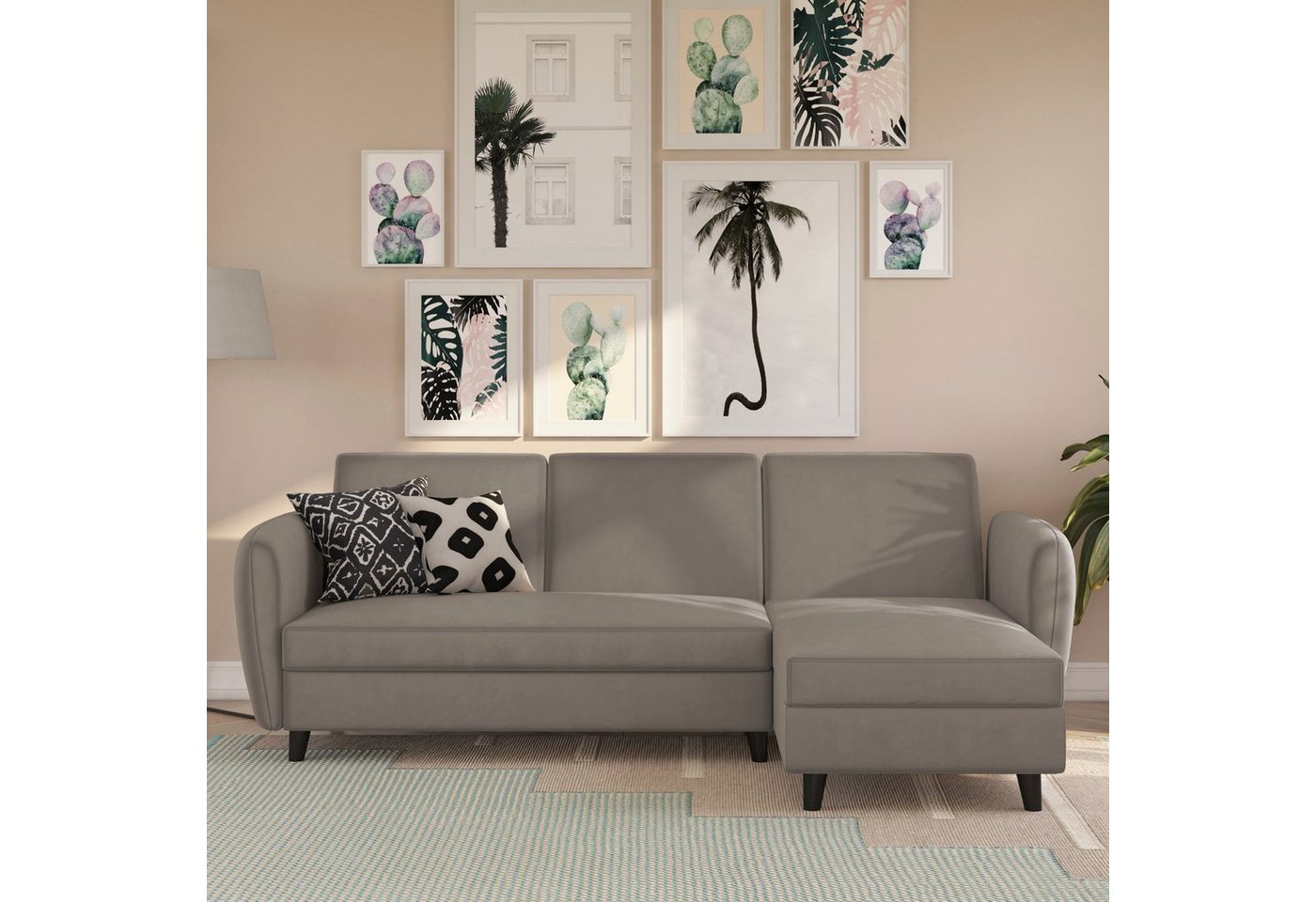 Dorel Home Ecksofa Perry, Rückenlehne, verschiedene Farbvarianten, Sitzhöhe 43 cm, Breite 219 cm von Dorel Home
