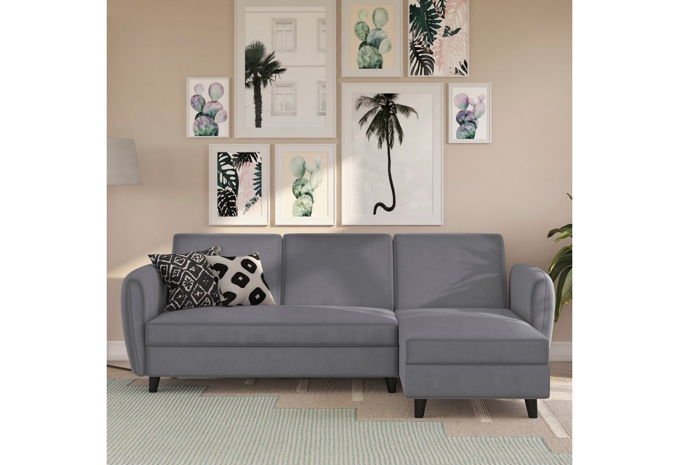 Dorel Home Ecksofa Perry, Rückenlehne, verschiedene Farbvarianten, Sitzhöhe 43 cm, Breite 219 cm von Dorel Home