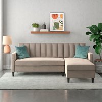 Dorel Home Ecksofa mit Schlafffunktion, Recamiere mit Stauraum beidseitig montierbar, Rückenlehne 2-teilig und 3-fach verstellbar von Dorel Home