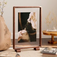 Floating Picture Frame, Clear Plexiglass Walnut Standing Flower Pressing Large Artwork Display Frames, Rustic Portrait Frame von DoriPapa