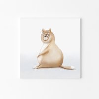 Katzen Leinwandbild Dicke Katze Kunstdruck Auf Bio Baumwolle von DoriPrints