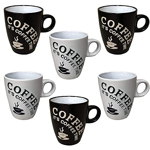 Doriantrade Kaffeebecher 6 Stück Coffee Tassen Kaffeetassen Schwarz & Weiß 150ml aus Keramik Kaffee Becher Tasse Black & White von Doriantrade