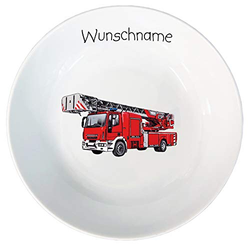 Doriantrade Kinder Müslischale Breischale Schale Porzellan Tiermotive personalisierbar mit Wunschname Name Kindergeschirr mit Namen personalisiert (Feuerwehr) von Doriantrade