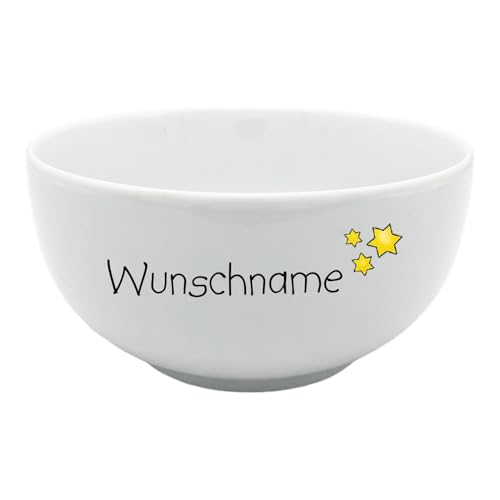 doriantrade Müslischale Porridge Schale Schüssel Porzellan Weiß Sterne personalisierbar mit Wunschname Name Geschirr mit Namen personalisiert von Doriantrade