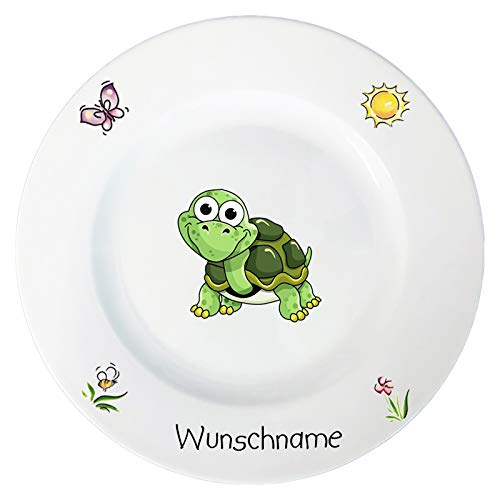 Doriantrade Speiseteller 27cm Kinderteller Teller Porzellan personalisierbar mit Wunschname Name Kindergeschirr mit Namen personalisiert (Schildkröte) von Doriantrade
