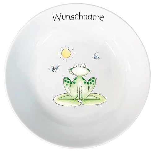 Kinder Müslischale Breischale Schale Porzellan Frosch personalisierbar mit Wunschname Name Kindergeschirr mit Namen personalisiert von Doriantrade