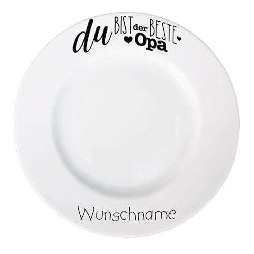 Personalisierter Frühstücksteller – Du bist der beste Opa – mit Wunschname – individuell gestaltbarer Porzellanteller (Bester Opa) von Doriantrade