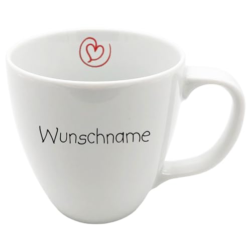 Doriantrade Teller Müslischale Tasse Frühstücksservice mit Name bedruckt - Serie Herz - Geschirr mit Wunschnamen selbst gestalten - individuell personalisiert - hochwertiges Porzellan (Kaffeebecher) von Doriantrade