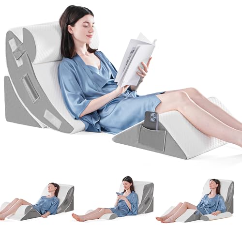 4PCS Orthopädische Bett Keil Kissen Set für das Schlafen, Post Chirurgie Schaum Kissen für Körper, Rücken und Beine Schmerzlinderung, Dreieck justierbare Stützkissen mit Säure Reflux Schlafkissen Weiß 4PCS Orthopädische Bett Keil Kissen Set für das Schlafen, Post Chirurgie Schaum Kissen für Körper, Rücken und Beine Schmerzlinderung, Dreieck justierbare Stützkissen mit Säure Reflux Schlafkissen Weiß von Dorifine