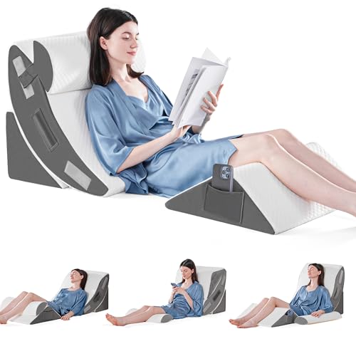 4PCS Orthopädische Bett Keil Kissen Set zum Schlafen, Post-Chirurgie Schaum Kissen für Körper, Rücken und Beine Schmerzlinderung, Dreieck verstellbare Stützkissen mit Säure Reflux Schlafkissen Grau 4PCS Orthopädische Bett Keil Kissen Set zum Schlafen, Post-Chirurgie Schaum Kissen für Körper, Rücken und Beine Schmerzlinderung, Dreieck verstellbare Stützkissen mit Säure Reflux Schlafkissen Grau von Dorifine