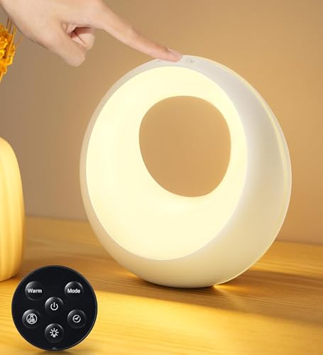 Dorifun LED Nachttischlampe Touch Dimmbar mit Fernbedienung, USB Aufladbar Nachttischlampe mit RGB Farbwechsel, Tischlampe Kabellos Nachtlicht mit Timing, Nachtlampe für Schlafzimmer Wohnzimmer von Dorifun