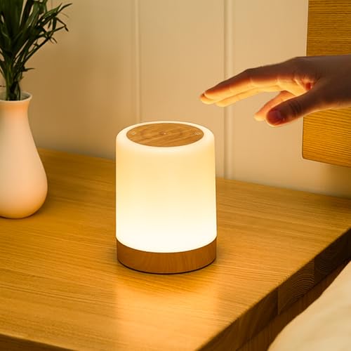 Dorifun Nachttischlampe Touch Dimmbar, LED Tischlampe Kabellos Akku USB Aufladbar mit RGB Farbwechsel, Kinder Nachtlicht Dimmbar mit Timing für deko Schlafzimmer Kinderzimmer Geschenke von Dorifun