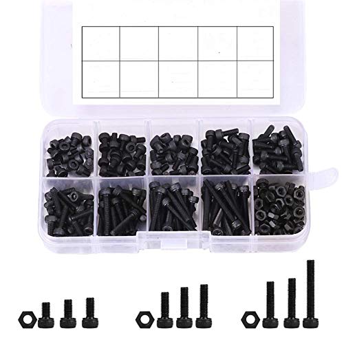 Doris Direct 500PCS Schrauben und Muttern Set M3 M4 M5 Edelstahl Schrauben Muttern Maschinenschrauben hex Einfaßungs Schrauben Muttern von mcwdoit