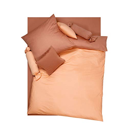 Doris Meyer Interlock-Jersey Wendebettwäsche Milano apricot/Terra Kissenbezug einzeln 40x80 cm von Doris Meyer