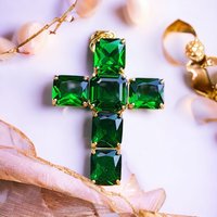 Smaragd Green Schutz-Kreuz Andara Meister Hilarion/Ee Raphael Lemurienenergie Hochschwingend Transformation Hochenergetisch Handgefertig von Dorislichtandara