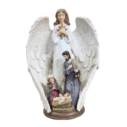 DorkasDE Christentum Jesus Krippe Ornamente Hochzeitsgeschenke Festivalsgeschenk Haus Desktop Dekoration (Familie, 20 x 11.8 x 26.4cm) von DorkasDE