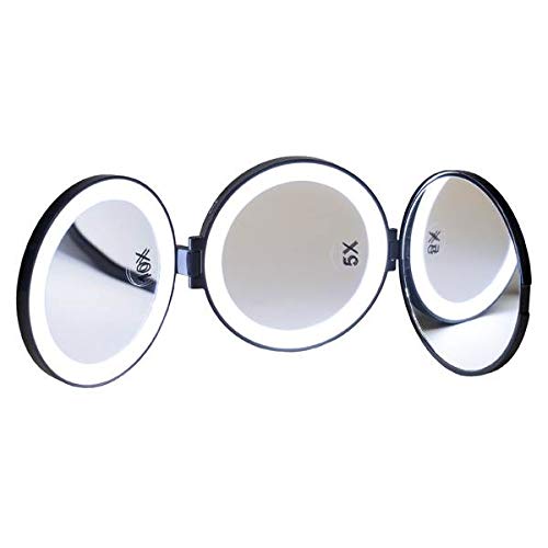 d'orleac Taschenspiegel mit 3 Seiten, LED-Licht von Dorleac