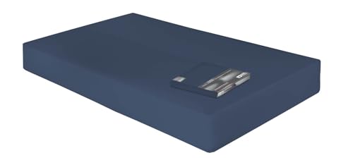 Dormabell Premium Spannbetttuch, veredelte Mako-Baumwolle für vollendeten Schlafgenuss, elastisch | Blickdicht | bügelfrei | langlebig, versch. Größen und Farben wählbar (Navy, 150 x 200 cm) von Dormabell